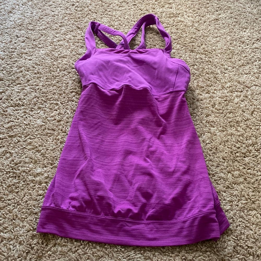 Purple athletic top with a built in sports bra